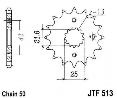 Pinion fata JT JTF 513-17RB 17T, 530 rubber cushioned