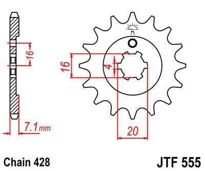 Pinion fata JT JTF 555-13 13T, 428