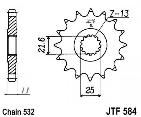 Pinion fata JT JTF 584-16 16T, 532