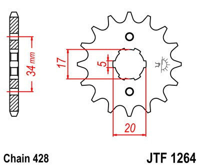 Pinion fata JT JTF 1264-14 14T, 428