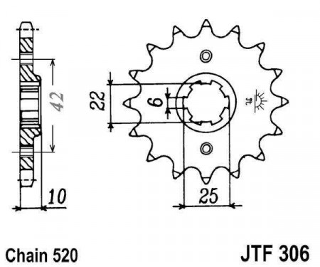 Pinion fata JT JTF 306-15 15T, 520
