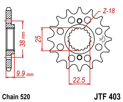 Pinion fata JT JTF 403-15 15T, 520