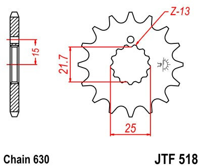 Pinion fata JT JTF 518-14 14T, 630