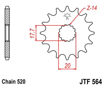 Pinion fata JT JTF 564-12 12T, 520