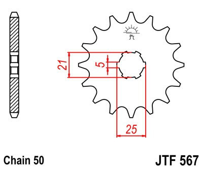 Pinion fata JT JTF 567-16 16T, 530