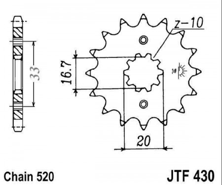 Pinion fata JT JTF 430-14 14T, 520