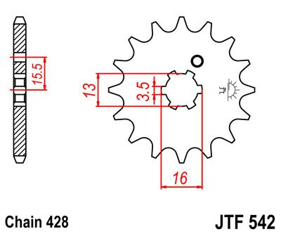 Pinion fata JT JTF 542-15 15T, 428