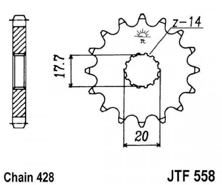 Pinion fata JT JTF 558-15 15T, 428