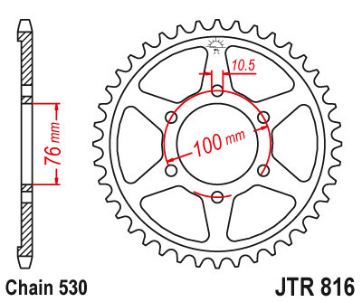 Foaie spate JT JTR 816-45ZBK 45T, 530 Black Zinc
