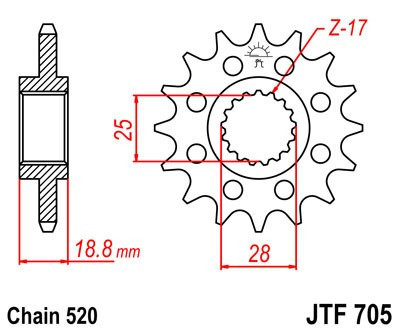 Pinion fata JT JTF 705-16 16T, 520