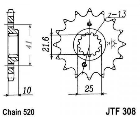 Pinion fata JT JTF 308-15RB 15T, 520 rubber cushioned