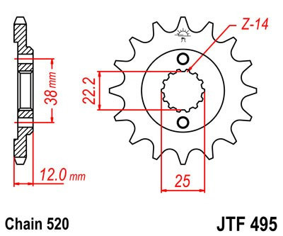 Pinion fata JT JTF 495-15 15T, 520