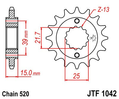 Pinion fata JT JTF 1042-15 15T, 520