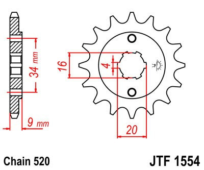 Pinion fata JT JTF 1554-14 14T, 520