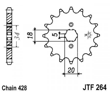 Pinion fata JT JTF 264-17 17T, 428
