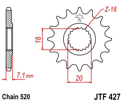 Pinion fata JT JTF 427-11 11T, 520