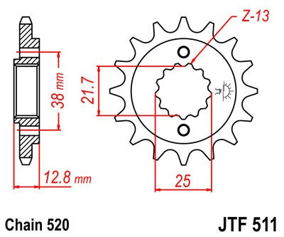 Pinion fata JT JTF 511-14 14T, 520