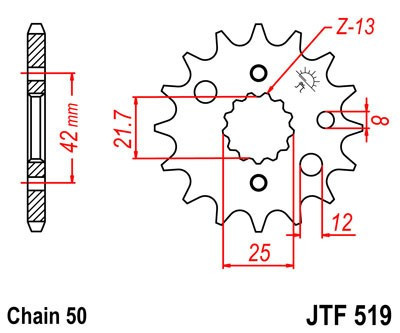 Pinion fata JT JTF 519-17 17T, 530