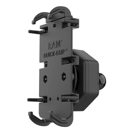 Suport telefon moto RAM® Quick-Grip™ XL cu adaptor Vibe-Safe™ și bilă