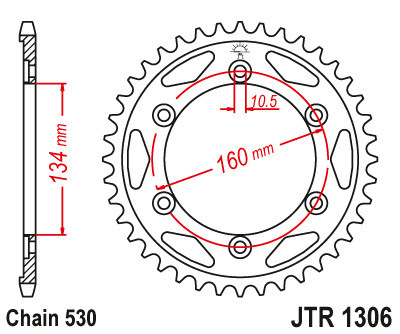 Foaie spate JT JTR 1306-40ZBK 40T, 530 Black Zinc