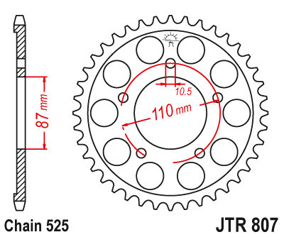 Foaie spate JT JTR 807-45ZBK 45T, 525 Black Zinc