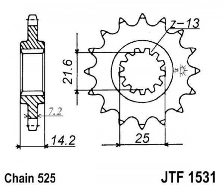 Pinion fata JT JTF 1531-15 15T, 525