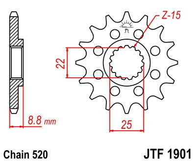 Pinion fata JT JTF 1901-11 11T, 520