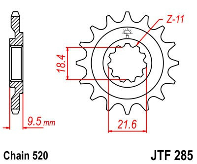 Pinion fata JT JTF 285-15 15T, 520