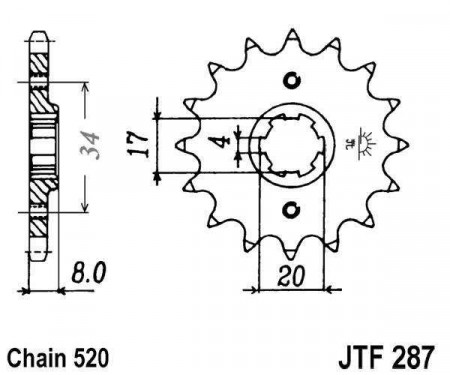 Pinion fata JT JTF 287-14 14T, 520