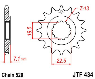 Pinion fata JT JTF 434-13 13T, 520