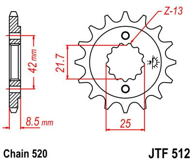 Pinion fata JT JTF 512-14 14T, 520
