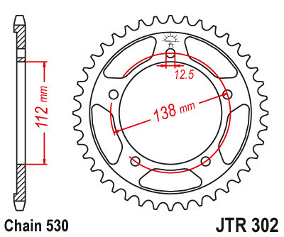 Foaie spate JT JTR 302-44 44T, 530