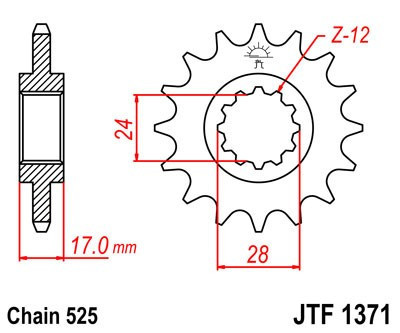 Pinion fata JT JTF 1371-14 14T, 525
