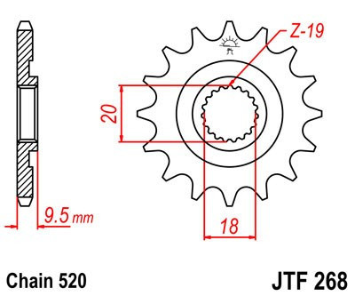 Pinion fata JT JTF 268-13 13T, 520