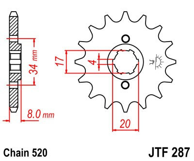 Pinion fata JT JTF 287-13 13T, 520