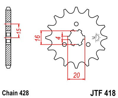 Pinion fata JT JTF 418-15 15T, 428