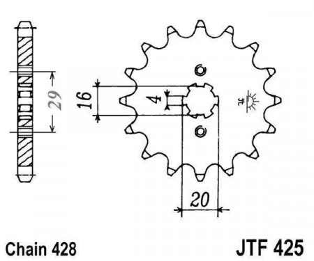 Pinion fata JT JTF 425-15 15T, 428