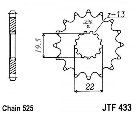 Pinion fata JT JTF 433-14 14T, 525