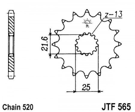 Pinion fata JT JTF 565-15RB 15T, 520 rubber cushioned