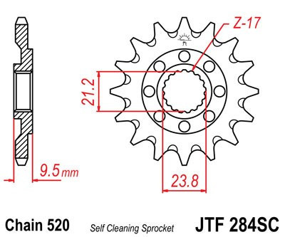 Pinion fata JT JTF 284-13SC 13T, 520 Self Cleaning Lightweight