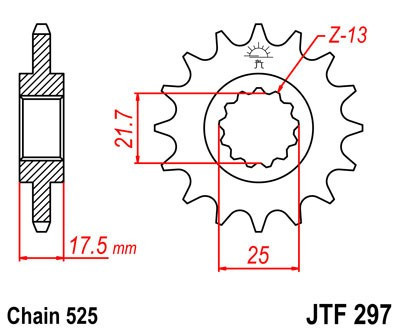 Pinion fata JT JTF 297-16 16T, 525