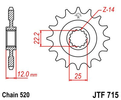 Pinion fata JT JTF 715-13 13T, 520