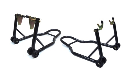 Set stander moto front + rear paddock stand MOTION STUFF STS3200+STS3210 with V support
