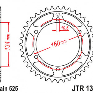 Foaie spate JT JTR 1307-41ZBK 41T, 525 Black Zinc