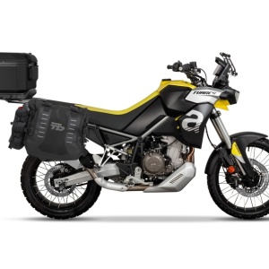 Set of SHAD TERRA TR40 adventure saddlebags and SHAD TERRA aluminium top case TR55 PURE BLACK, including mounting kit SHAD APRILIA TUAREG 660