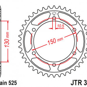 Foaie spate JT JTR 300-48ZBK 48T, 525 Black Zinc