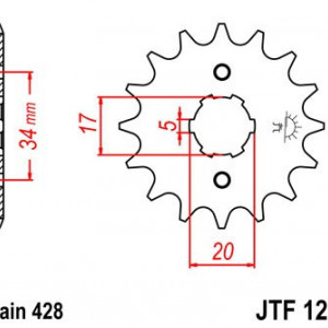 Pinion fata JT JTF 1264-14 14T, 428