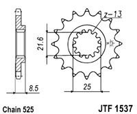 Pinion fata JT JTF 1537-16RB 16T, 525 rubber cushioned