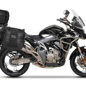 Set of SHAD TERRA TR40 adventure saddlebags and SHAD TERRA aluminium top case TR55 PURE BLACK, including mounting kit SHAD ZONTES T310 ADVENTURE/T2-310 ADVENTURE