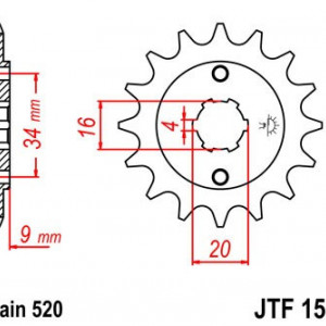 Pinion fata JT JTF 1554-12 12T, 520